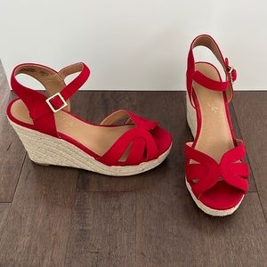 Stylish Red Wedge Sandals